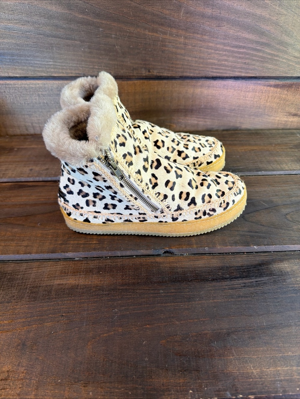 NEW Laidback London Setsu Crochet Leopard Print Side Zip Ankle Boots Wmn Sz 9/40